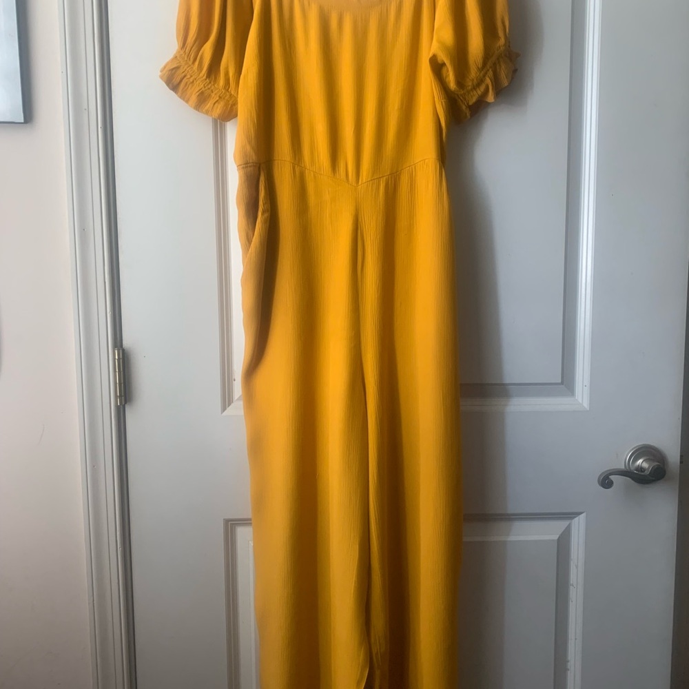 LOFT Yellow Wide Leg Jumpsuit